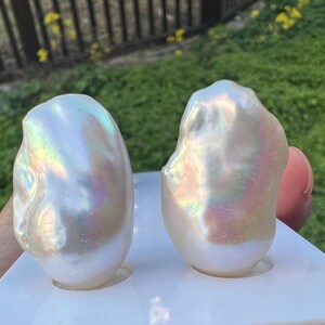 1 paio di palline di fuoco bianche, perle sciolte non forate da 18 mm X 27 mm, perle barocche sciolte, perle barocche bianche BA2411006