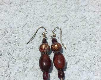 Beautiful brown magenta earrings