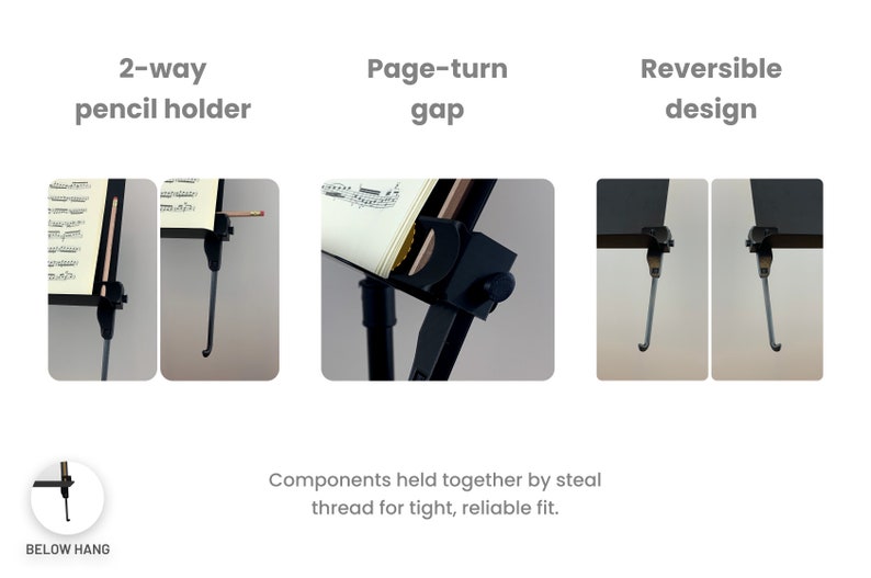 Nelson Bow Holder Music Stand Hook with Pencil Holder image 4