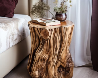 Table de chevet en bois massif "tronc d'arbre" - Bosco Boschivo - Fait main en Allemagne