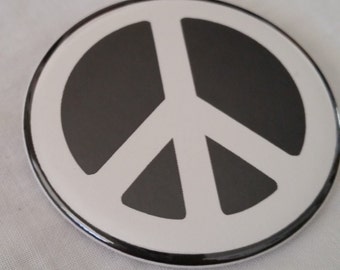 Peace Sign Black and White Magnet Pinback Button 2.25 inch