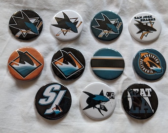 LIMITED EDITION** San Jose Sharks Ice Hockey Badge Magnet Pinback Button 2.25 inch