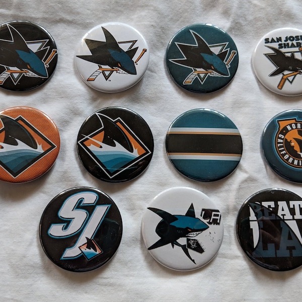 LIMITED EDITION** San Jose Sharks Ice Hockey Badge Magnet Pinback Button 2.25 inch