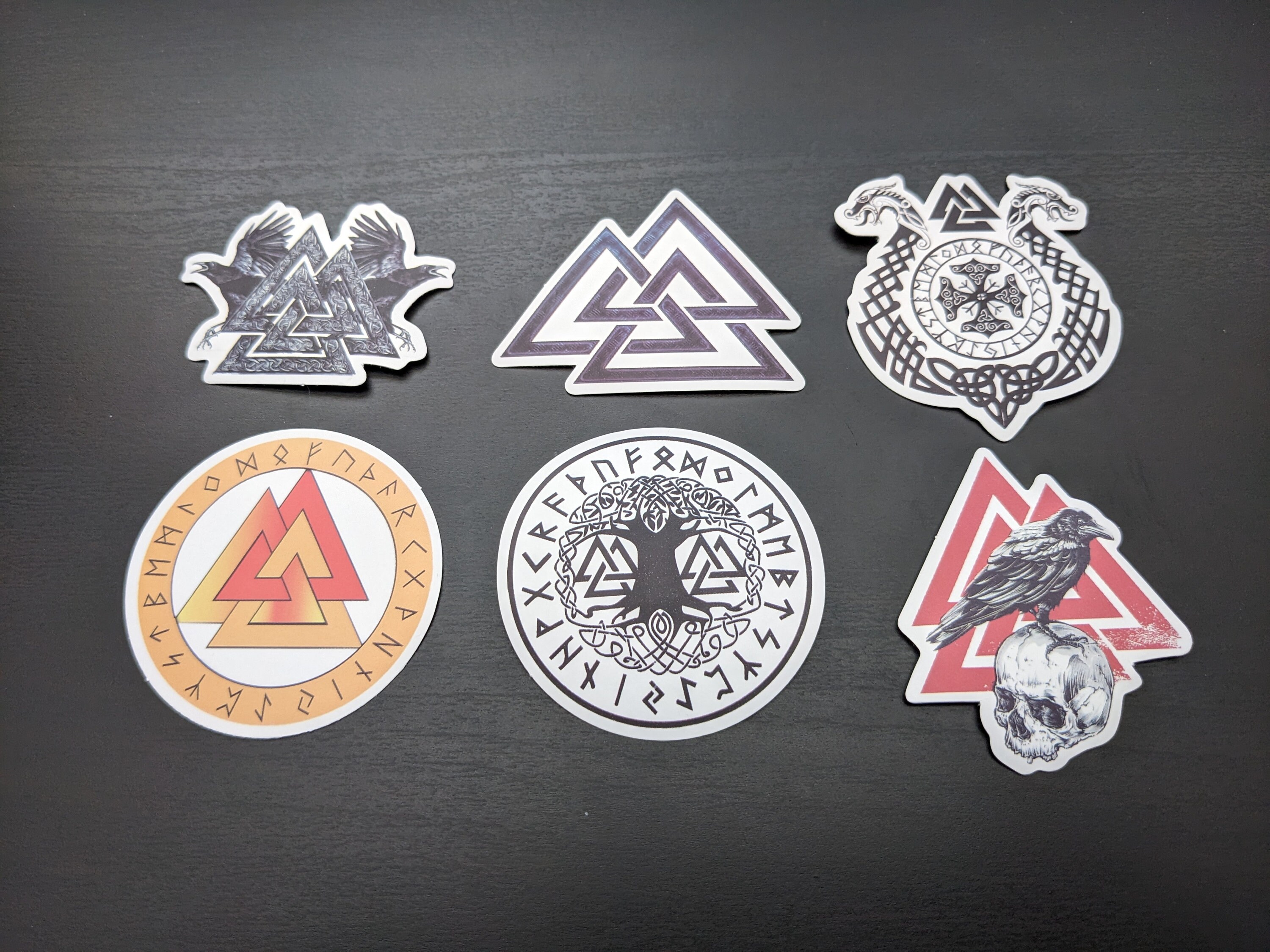 Undead Rune Sticker Valknut Norse Viking Rune Sticker Set of 6 Vegvísir Huginn and Muninn ...