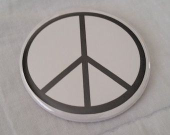 Peace Sign Black and White Magnet Pinback Button 2.25 inch
