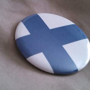 Finland Finnish Flag Magnet Pinback Button 2.25 inch
