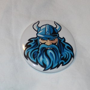 Viking Art Blue Portrait Pinback Button or Magnet 2.25 inch