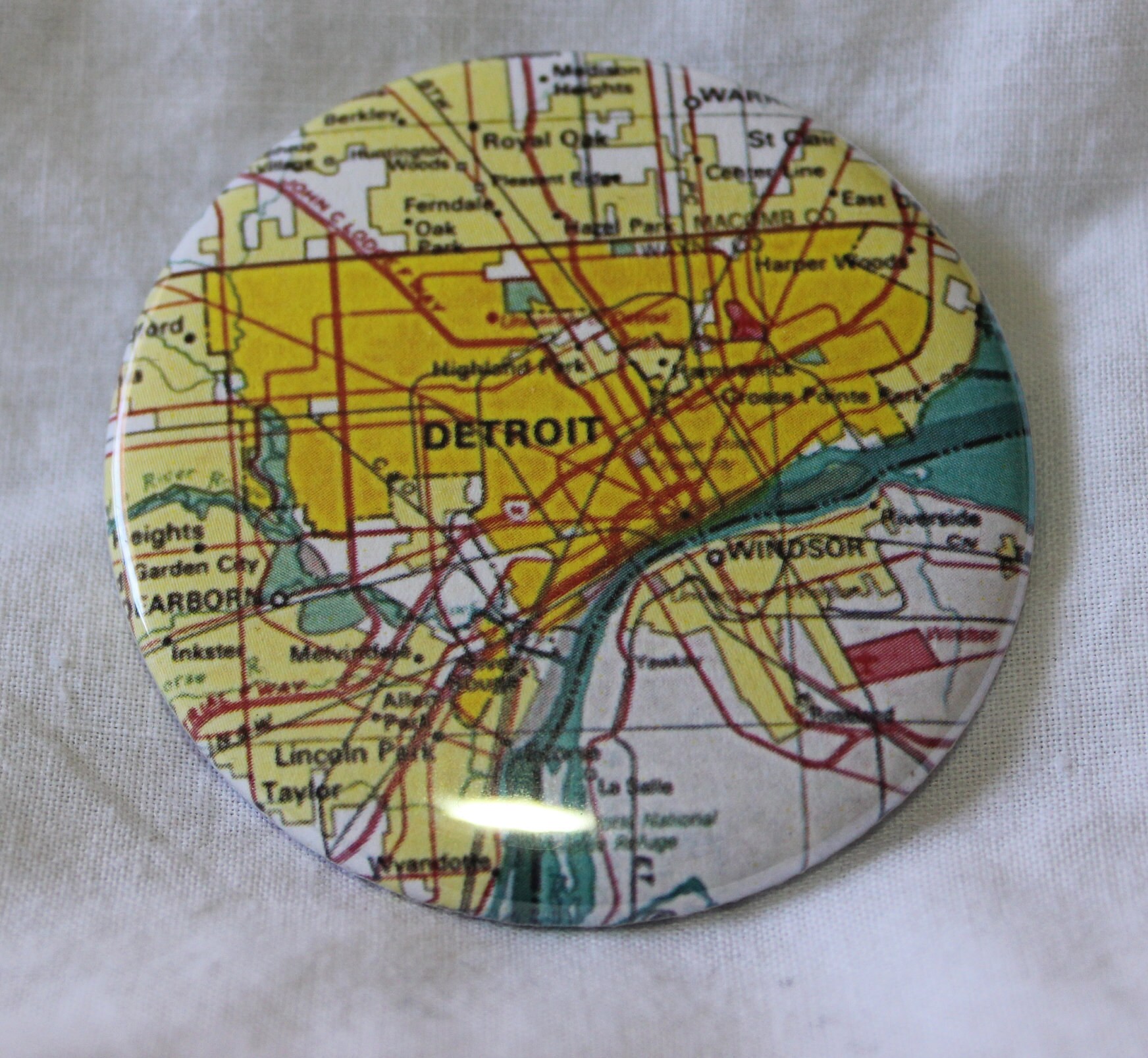 Map of Detroit Michigan Seal Magnet Pinback Button 2.25 Inch - Etsy