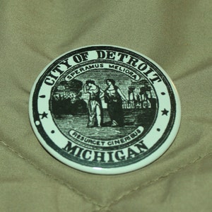 City of Detroit Michigan Seal Magnet Pinback Button 2.25 inch