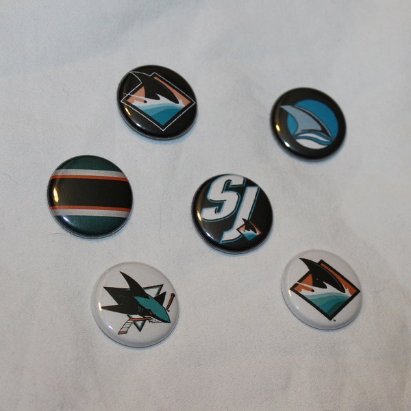 LIMITED EDITION** San Jose Sharks Ice Hockey Pinback Button or Flat Back Medallion 1 inch