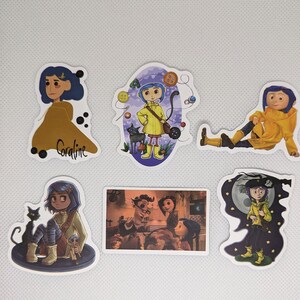 Coraline Set of 6 Stickers Variation #16 Beldam Other Mother Other Father Cat Approximately 2 inches