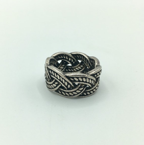 Silver Braided Band Rustic Cable Ring - image 3
