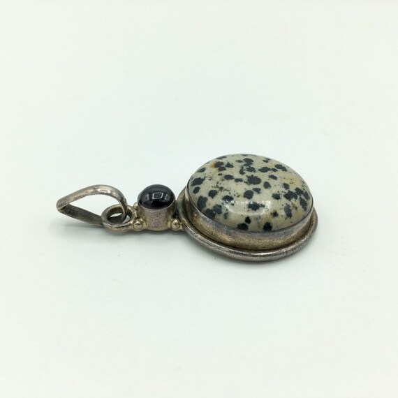 Dalmatian Jasper sterling silver tarnished pendant
