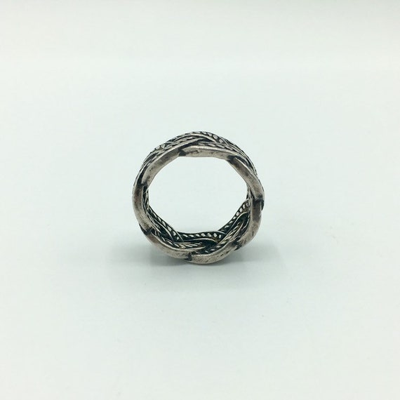 Silver Braided Band Rustic Cable Ring - image 2
