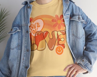 Love 70s retro font vintage graphic T-shirt, 70s shirt, 90s shirt, rainbow font, love shirt, Valentine Day