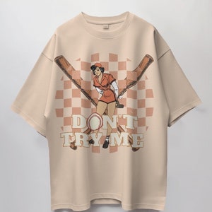 Trendy Sweatshirt, crewneck oversizedDo not try me, baseball retro t shirt, oversized vintage graphic baseball tee