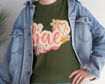 Bae 90s shirt, 70s retro font vintage graphic tee, womens 70s shirt Cute girlfriend gift