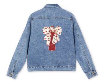 Cherry Denim Jacket 70s Top Festival Outfit Custom Denim