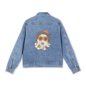 70s ghost Denim Jacket floral Jean jacket 70s top denim jacket floral 60s retro outfit y2k clothes 90s plus size denim jacket custom denim