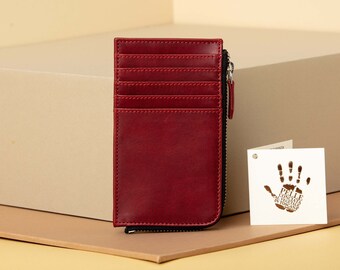 Leather Card Holder with Zip - Personalized