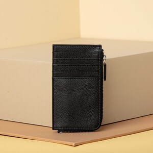 Handmade Zipper Card Holder · Black by Capra Leather