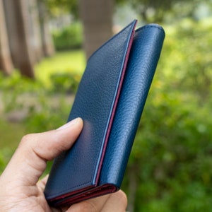Carteira de couro tripla com bolso para moedas, carteira tripla para ele e ela