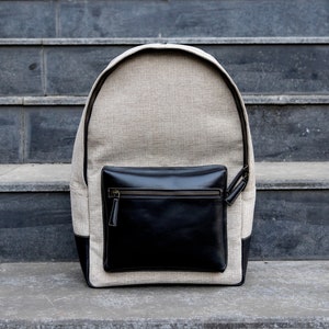 Mochila para portátil con detalles de cuero
