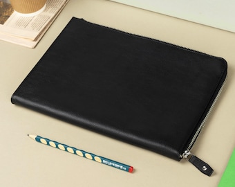 Zippered Leather Portfolio for Documents: Size A4, A5
