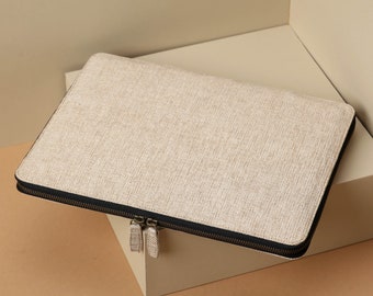 Laptop Case with Zippers - Beige