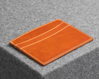 Tarjetero de cuero para hombre, billetera minimalista