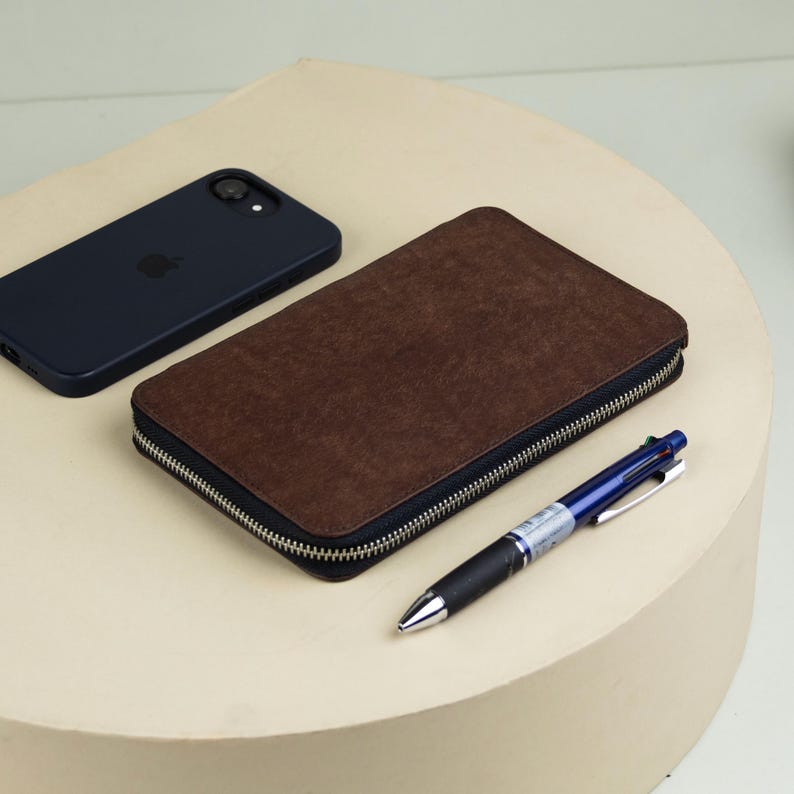 Leather Passport Holder, Small Leather Goods Gift for Men Brown