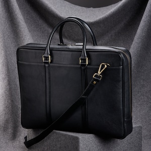 Black Leather Briefcase for men, Graduation Gifts for Him