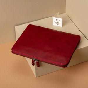 Leren iPad-hoes met ritsen - met monogram