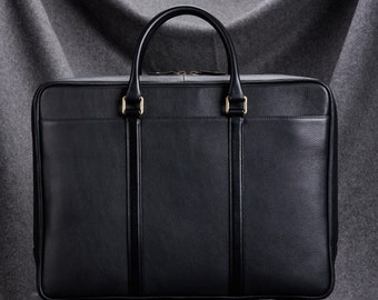 Black Leather Briefcase for men, Graduation Gifts for Him