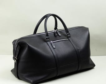 Reisetasche aus Leder - Schwarz v2