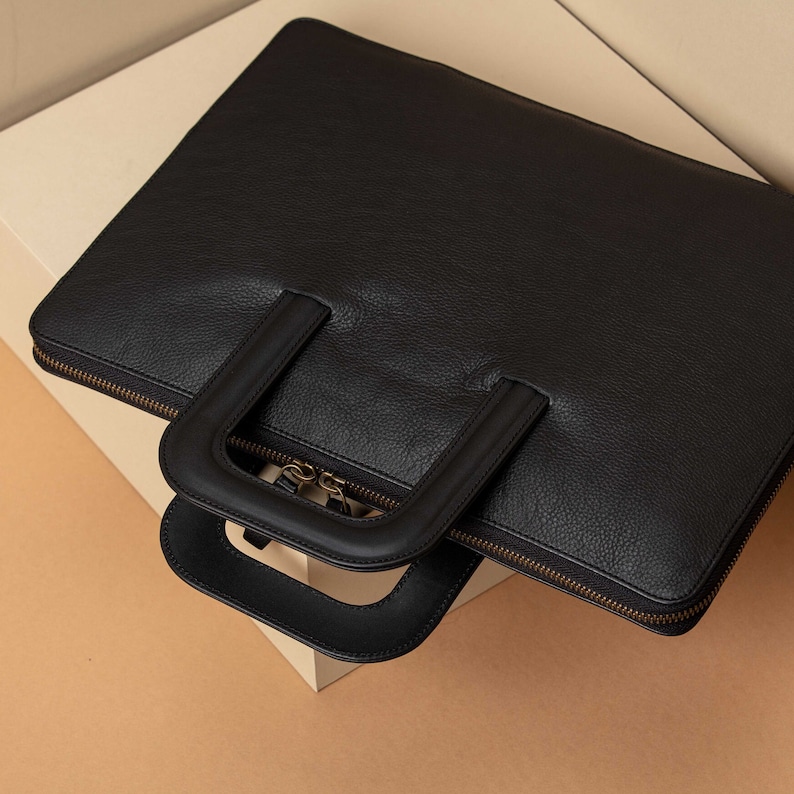 Leather Document Case with Slim Handles