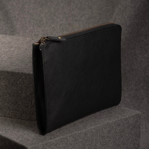 Leather iPad Case with Zippers - Black