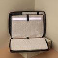 Leather portfolio case for laptop zippered product logo