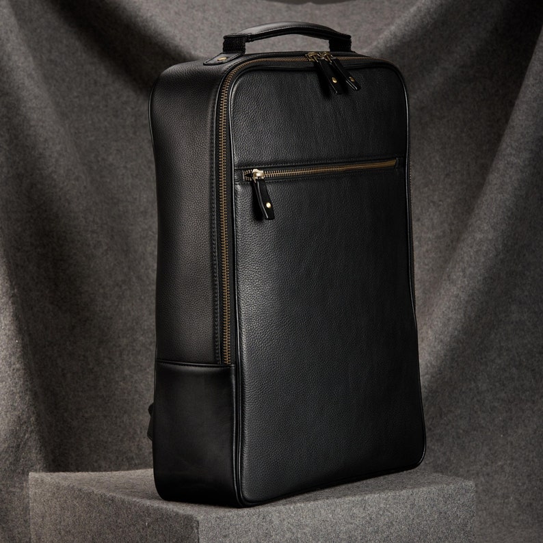 Leather Backpack Men. Square design