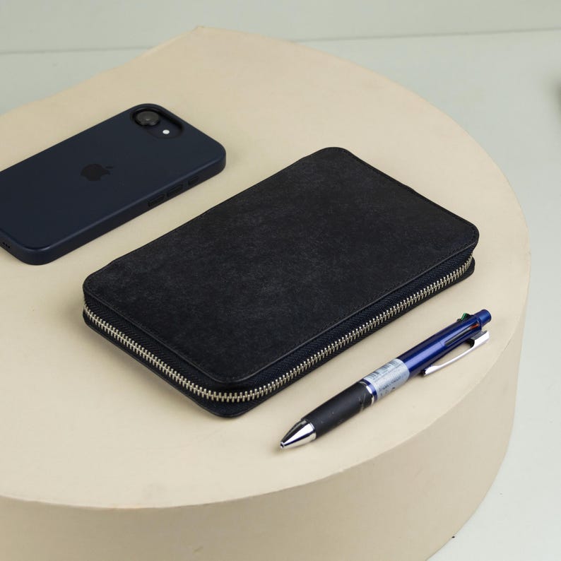 Leather Passport Holder, Small Leather Goods Gift for Men Black