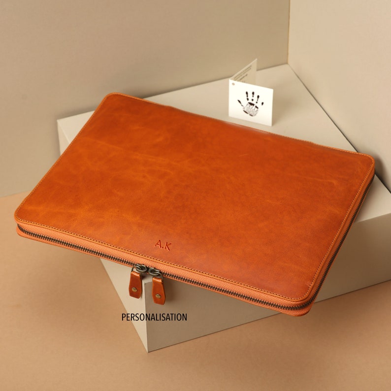 Leather Laptop Case With Zippers Personalized Etsy