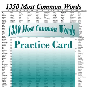 Practice Card - 1350 Most Common Words
