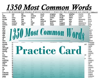 Practice Card - 1350 Most Common Words