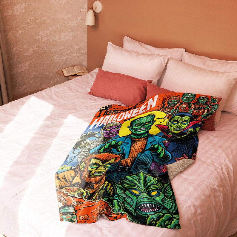 37"x57" I Remember Halloween Tim Baron Monster Jam Sherpa blanket
