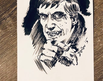 Dark Shadows Barnabas Collin’s 5.5 x 9.5” pen and ink original drawing