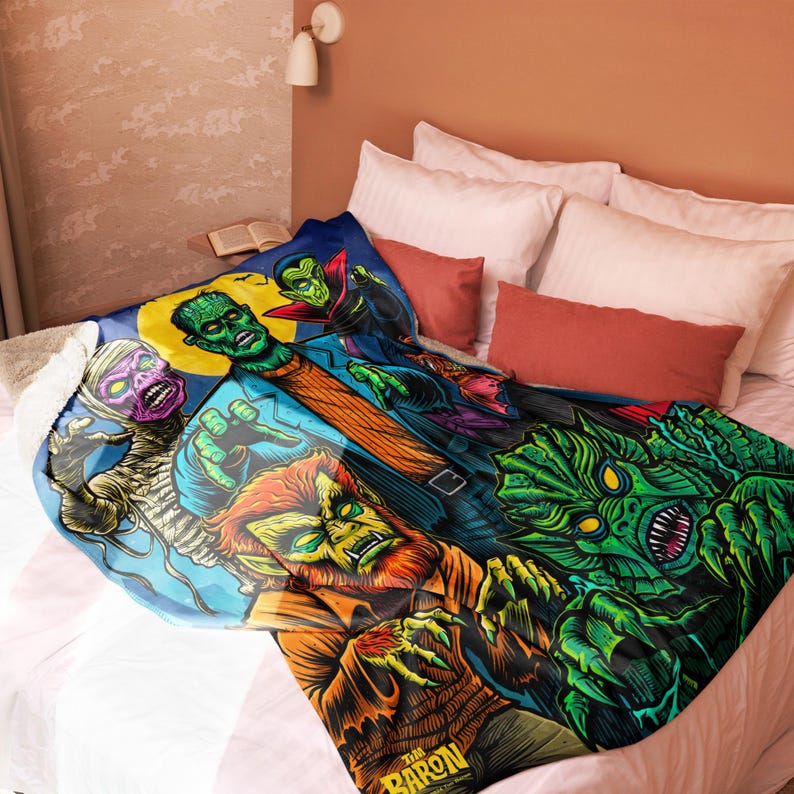 60"x80" Monster Jam Halloween Tim Baron Horror Sherpa blanketSherpa blanket