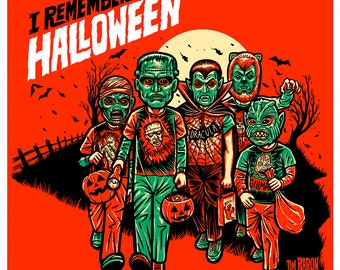 12”x12” I Remember Halloween Trick or Treaters Giclee Poster Print