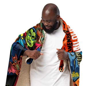 37"x57" I Remember Halloween Tim Baron Monster Jam Sherpa blanket
