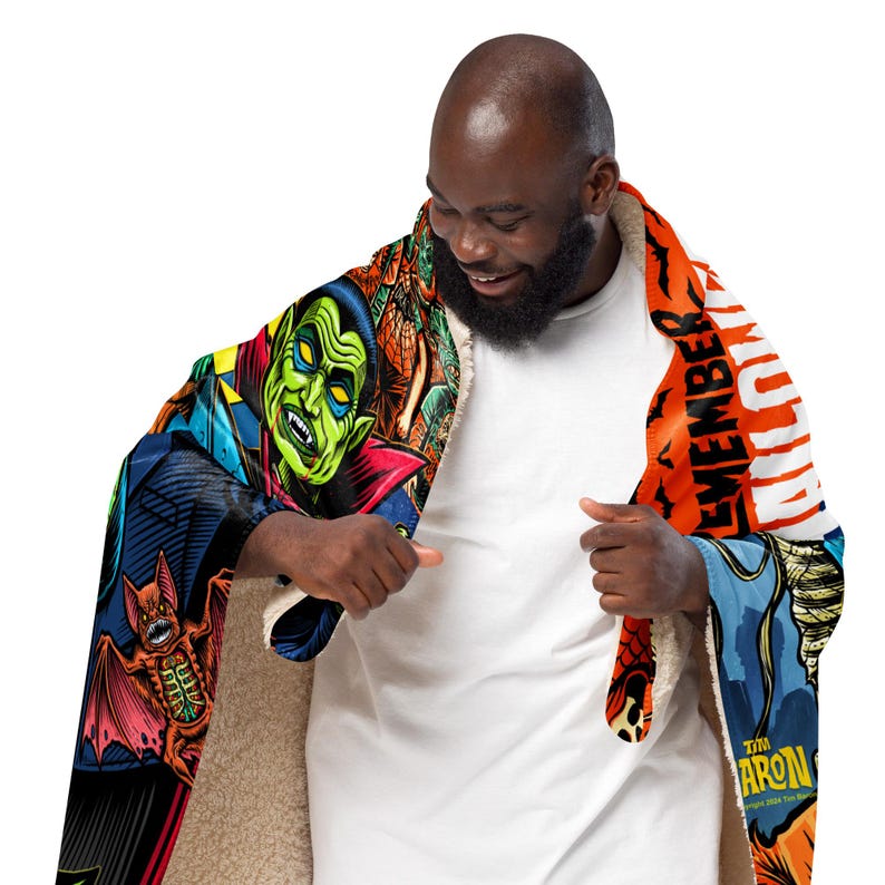 37"x57" I Remember Halloween Tim Baron Monster Jam Sherpa blanket