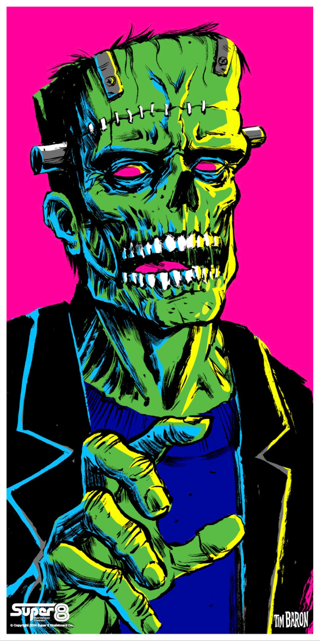 Super 8 Skateboards Adam/frankenstein 12”x24” Giclee Print - Etsy